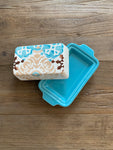 Turquoise/Beige Butter Dish - Butterdose